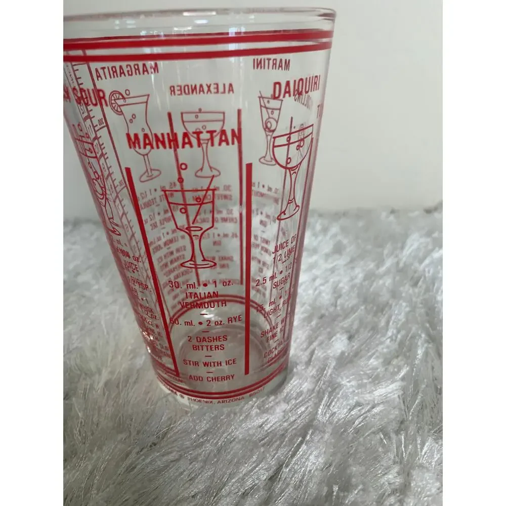 Vintage Red Libbey Cocktail Mixer Bartender Recipe Phoenixware